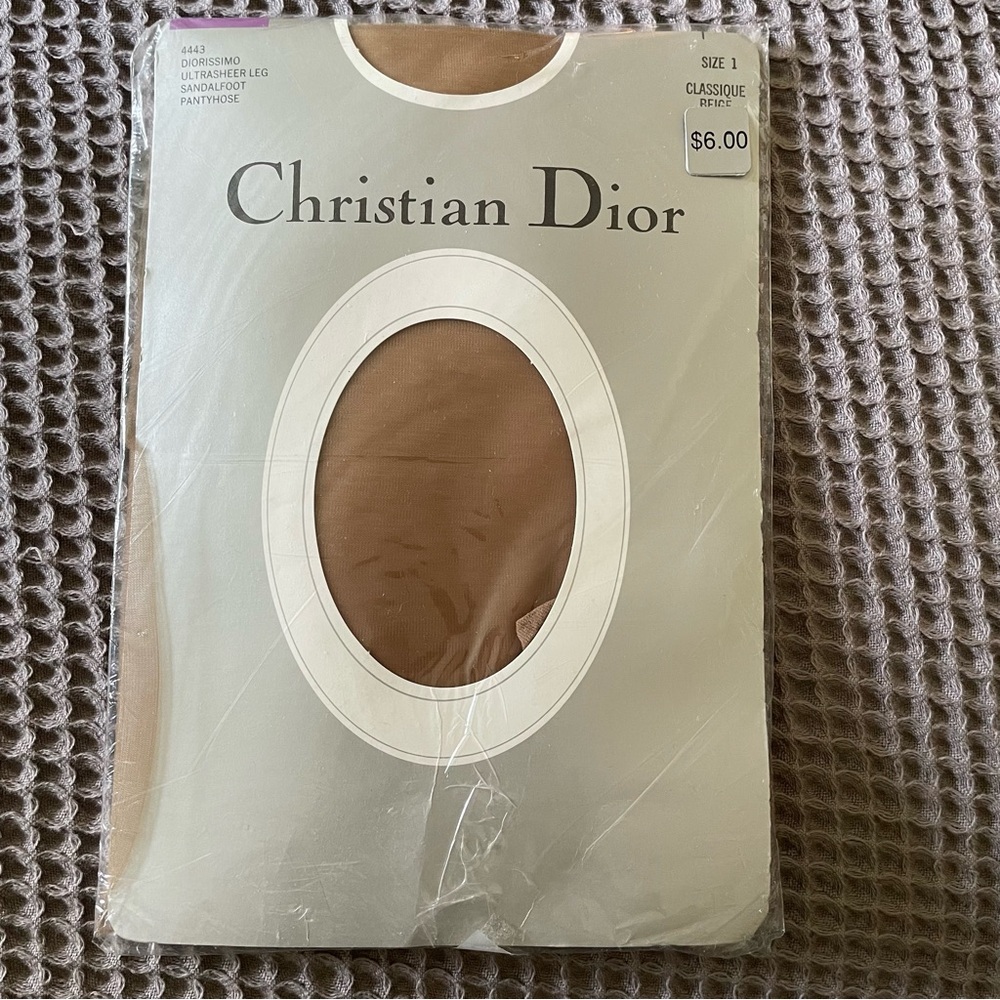 Vintage Dior Sandalfoot ultrasheer leg pantyhose SIZE 1 classique beige
